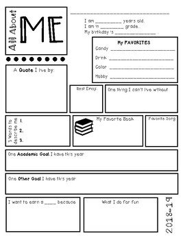 About Me Page by Middle School Mishaps | Teachers Pay Teachers