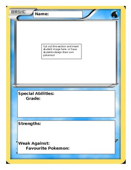 Preview of About Me Pokemon Card Template