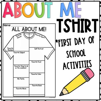 Preview of First Day Activity | About Me T-Shirt