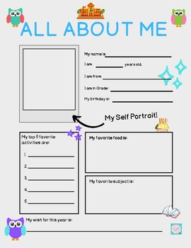 About Me Worksheet Fun! by Lovelygrace Educational Store | TPT