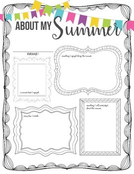 about my summer pdf printable back to school activity by house of carp