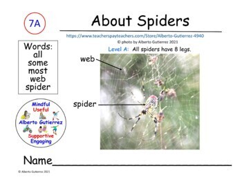 Preview of About Spiders Nonfiction: Long Distance Learning #7A