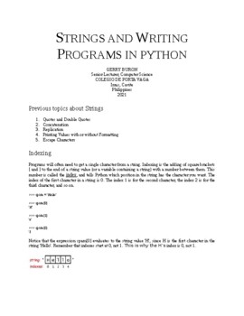 Preview of About Strings and Writing Programs in Python 3