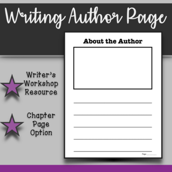 About the Author Page Template Primary Writing Workshop Resource