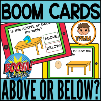 Preview of Above or Below? Comparing Positions Basic Concepts Maths Boom Cards 