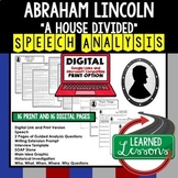 Abraham Lincoln A House Divided Speech Analysis Writing Activity