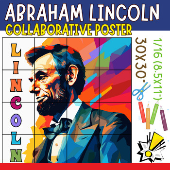 Preview of Abraham Lincoln Abstract Pop Art Collaborative Coloring poster - presidents day