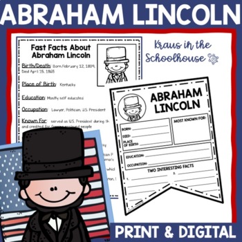 Preview of Abraham Lincoln Biography Activities and Worksheets