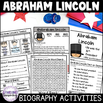 Preview of Abraham Lincoln Biography Activities for Kindergarten, 1st Grade, & 2nd Grade