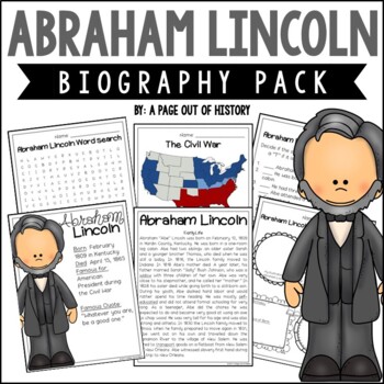 Preview of Abraham Lincoln Biography Unit Pack Research Project Black History