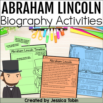 Preview of Abraham Lincoln Biography Graphic Organizers, Presidents Day Activities & Craft