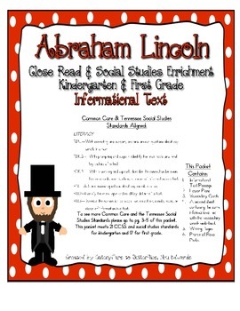 Preview of Abraham Lincoln Close Read, with Common Core & TN Social Studies Standards