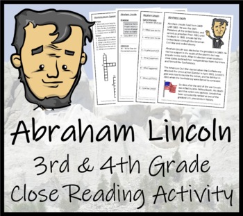 Preview of Abraham Lincoln Close Reading Comprehension Activity | 3rd Grade & 4th Grade
