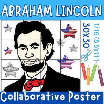 Preview of Abraham Lincoln Collaborative Art Poster Coloring - presidents day crafts