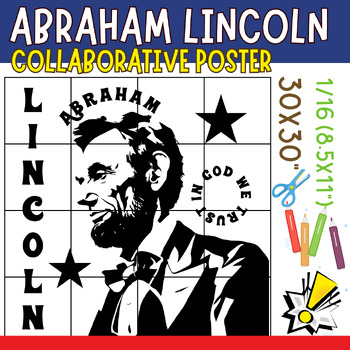 Preview of Abraham Lincoln Collaborative Poster Black History Mural Project Bulletin Board