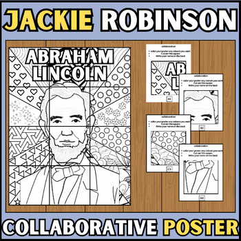 Preview of Abraham Lincoln Collaborative Poster I Presidents' Day Activity | coloring page