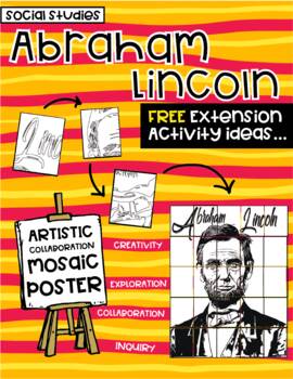 Preview of Abraham Lincoln Collaborative Poster Mosaic Puzzle Art Project - Social Studies