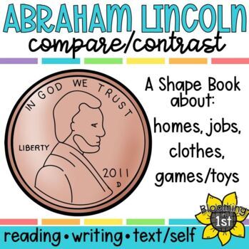 Preview of Abraham Lincoln Compare Contrast Writing Shape Book Craftivity