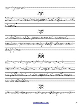 Abraham Lincoln Copywork: Cursive Version by WriteBonnieRose | TpT