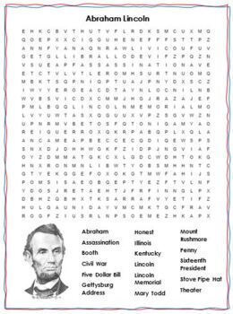 Abraham Lincoln Crossword Puzzle and Word Search Combo TpT