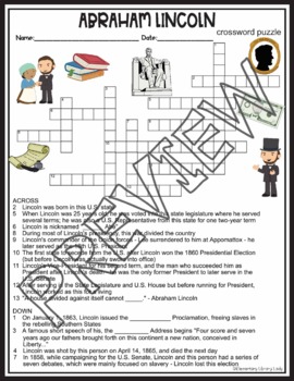 Abraham Lincoln Activities Crossword Puzzle and Word Searches | TpT
