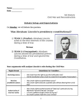 Preview of Abraham Lincoln Debate