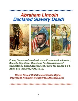 Preview of ESL Civic Skills: "Abraham Lincoln Declared Slavery Dead!"