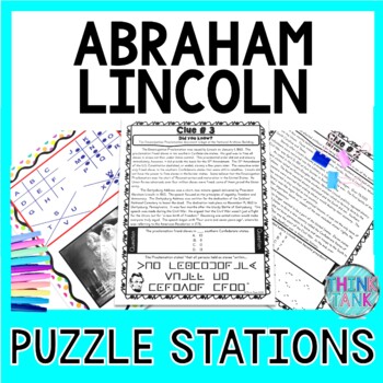 Preview of Abraham Lincoln PUZZLE STATIONS:  Civil War, Gettysburg Address, President's Day