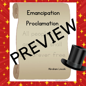Preview of Abraham Lincoln Emancipation Proclamation Tracing Page