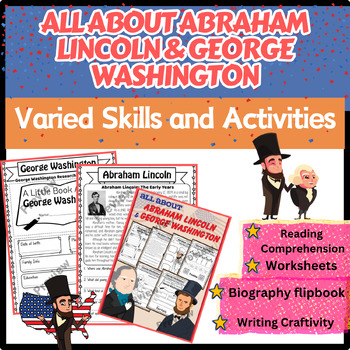 Preview of Abraham Lincoln, George Washington Biography Worksheets, Reading, Writing Craft