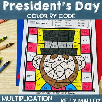 Preview of Abraham Lincoln George Washington Coloring Pages Sheets Multiplication Craft