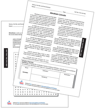 Preview of Abraham Lincoln Grades 6 – 12 Free Printable