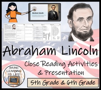 Preview of Abraham Lincoln Close Reading Comprehension Activity | 5th Grade & 6th Grade