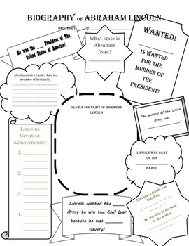 Preview of Abraham Lincoln Graphic Organizer Color-in