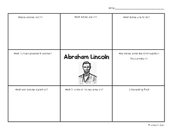 Preview of Abraham Lincoln Lotus Square - Graphic Organizer