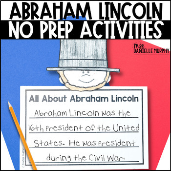 Preview of Abraham Lincoln Craft, Abraham Lincoln Writing, Abraham Lincoln Activities