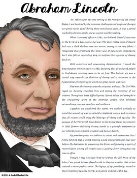 Abraham Lincoln Point of View Poster and Questions by A Social Studies Life