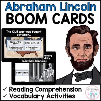 Preview of Abraham Lincoln Presidents Day BOOM CARDS™ for Distance Learning
