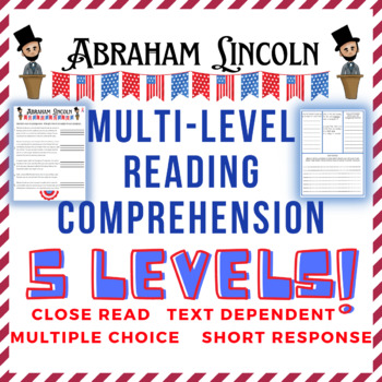 Preview of Lincoln Presidents Day Text Multiple Choice Write ELA February Comprehension