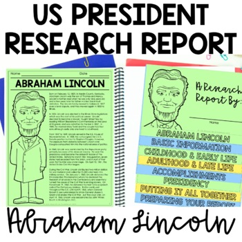 Preview of Abraham Lincoln Research Report | US Presidents Biography | 3rd-5th Grade