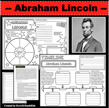 Preview of ABRAHAM LINCOLN Research Project Timeline Poster Biography Graphic Organizer
