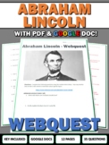 Abraham Lincoln - Webquest with Key (Google Doc Included)