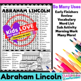 Abraham Lincoln: Word Search: Presidents' Day Activity : E