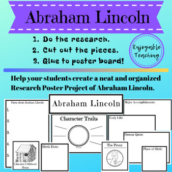 Preview of Abraham Lincoln Biography Research Poster Writing Kit