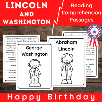 Preview of Abraham Lincoln and Washington's reading comprehension passages with questions