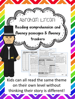 Preview of Abraham Lincoln reading comprehension and fluency leveled passages