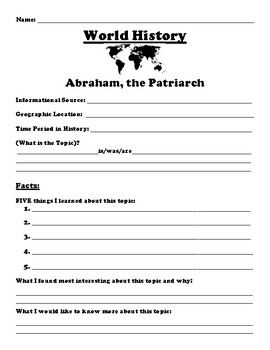 Preview of Abraham, the Patriarch  "5-FACT" Research Summary Assignment