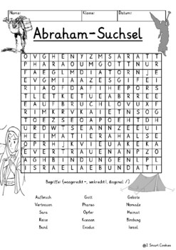 Preview of Abraham und Sara Suchsel Buchstabengitter Religion German Deutsch Word Search