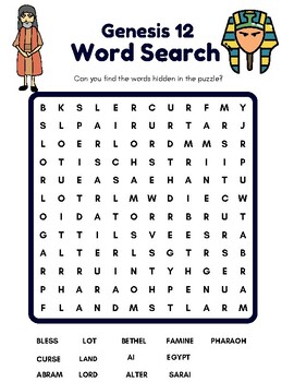 Abram Word Search by Emily Kinsey | TPT