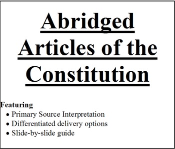 Preview of Abridged Articles of the Constitution
